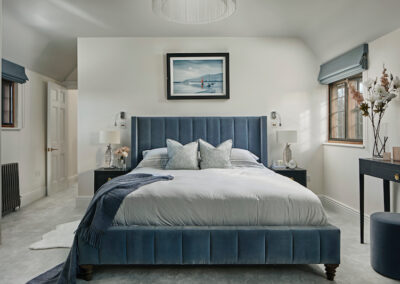 East Sussex country home professionally staged home by Beau Property Home Staging. Show home master bedroom staged using colour matched furniture